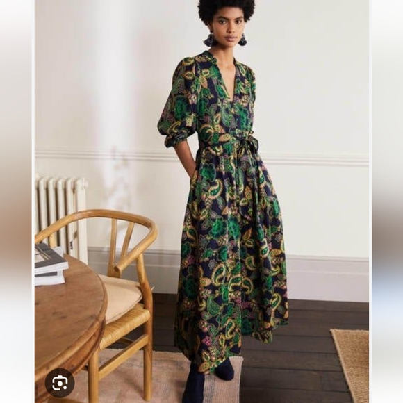 Boden Dresses & Skirts - BODEN Amelia Cotton Maxi Dress Puff Blouson Sleeves Floral Paisley Print